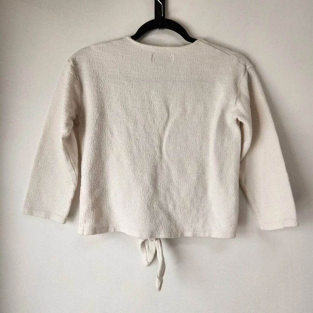Madewell Texture and Thread Textured Tie-Front Top Blouse Shirt Ivory Women's XS - Picture 3 of 7